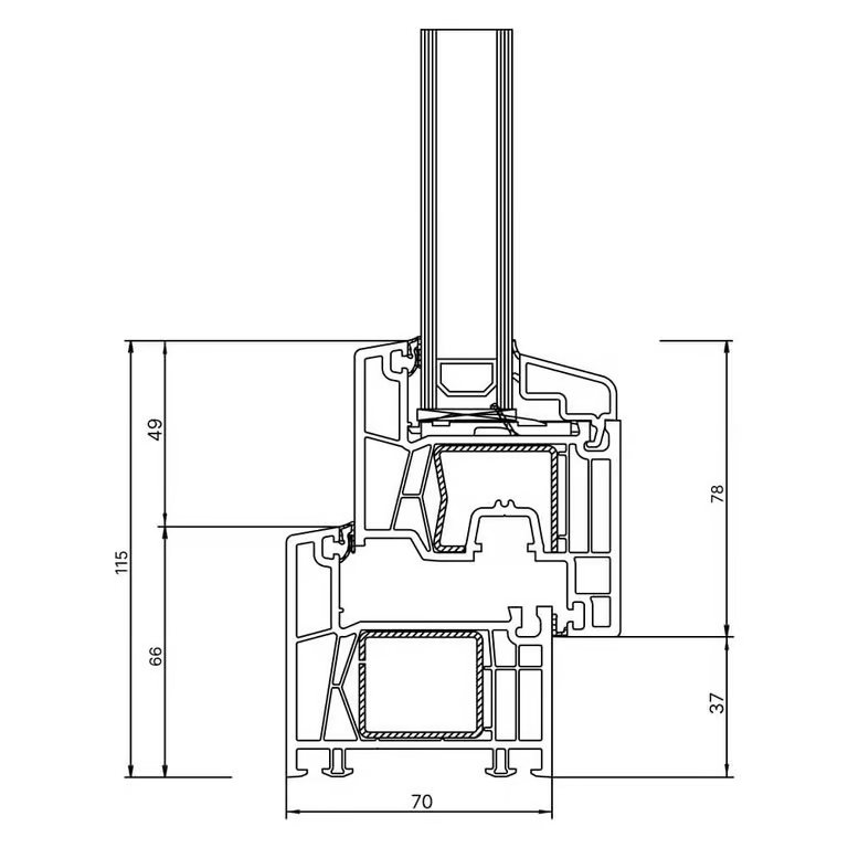 Secțiune profil Kömmerling 70